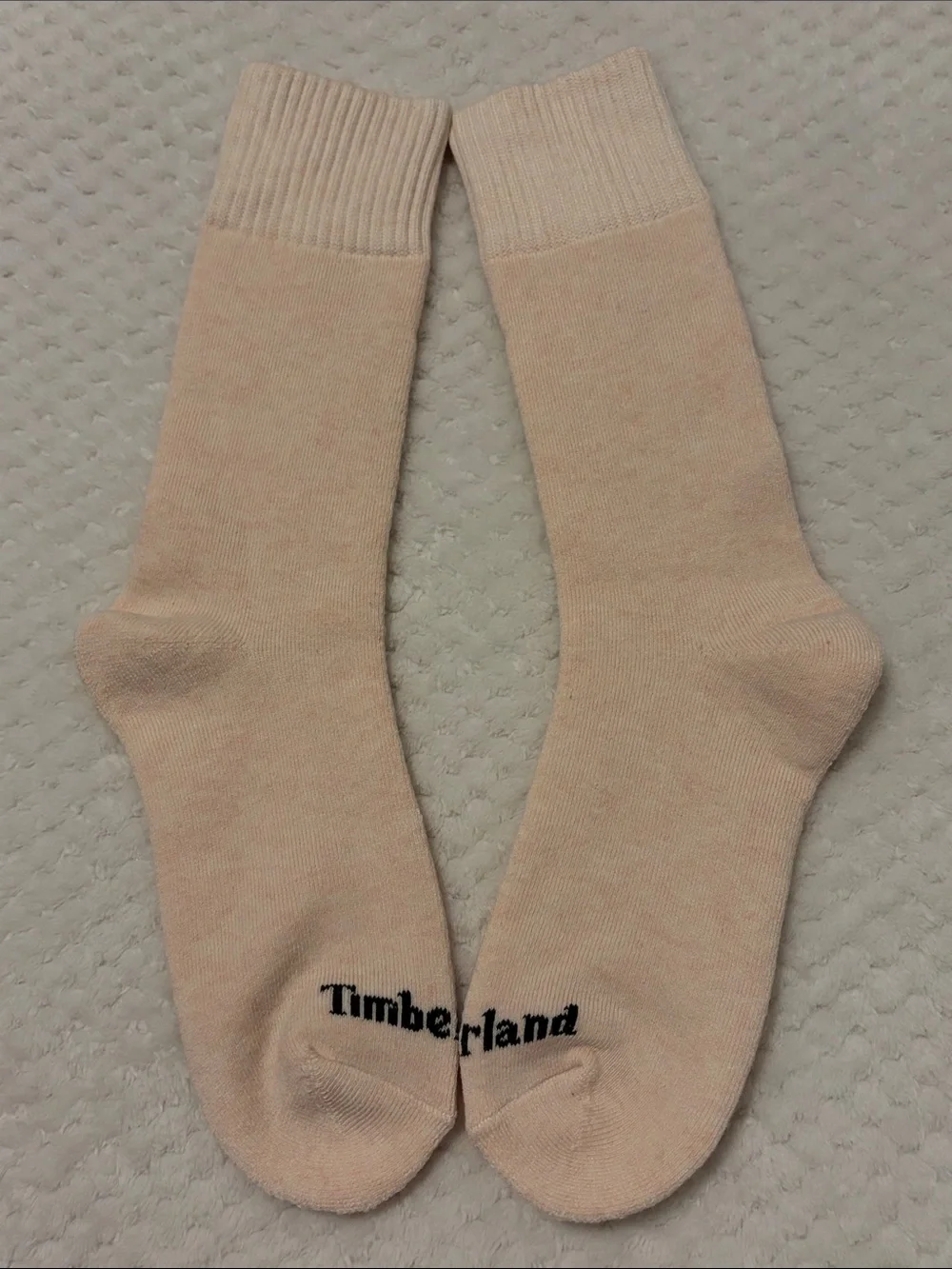 NWOT Timberland Unisex Light Beige Cushioned Crew Socks - 1 Pair Medium